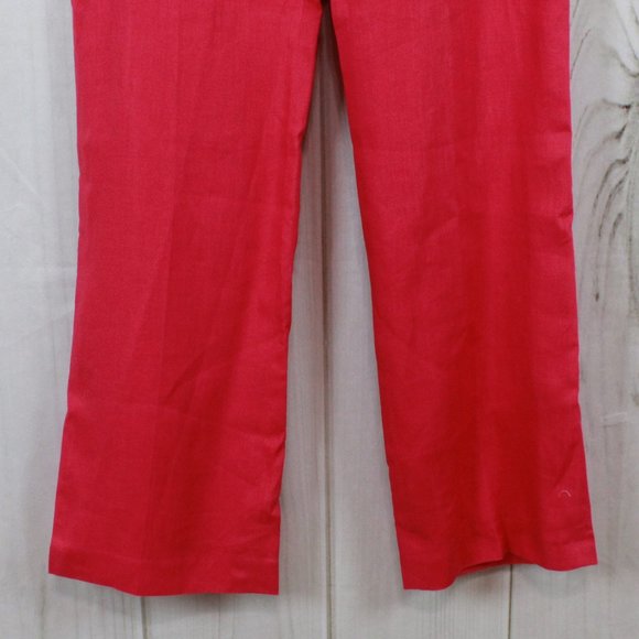 NWT CHAPS Pool Side Pink Linen Flat Front Lined Dress Pants Size 8 - Picture 4 of 11